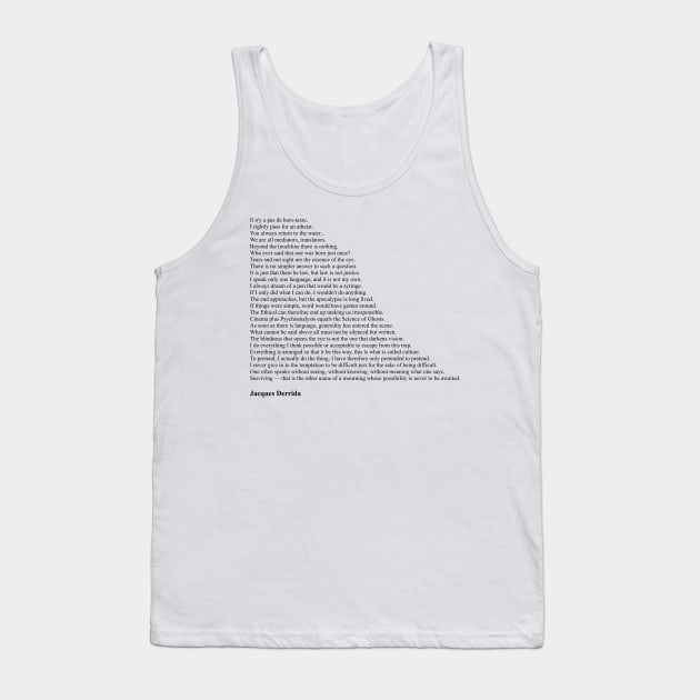 Jacques Derrida Tank Top by qqqueiru